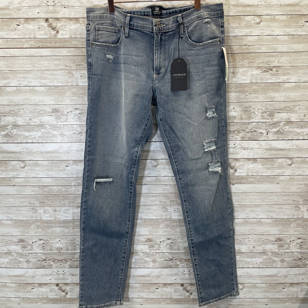 Just Black Womens 32 Jeans Riley Distressed Skinny Crop NWT Light Washed USA